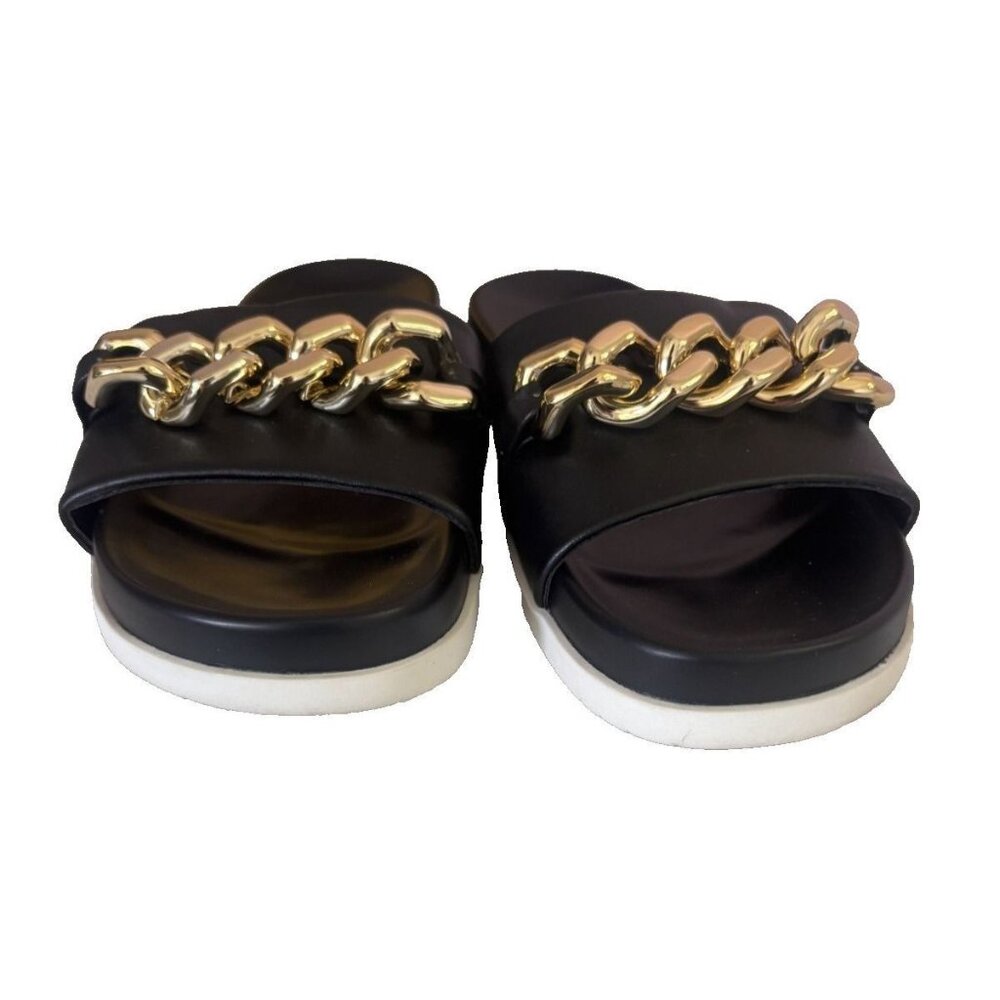 Black Slides With Gold Chain Accent By Urban Sport size 6 - Picture 7 of 8